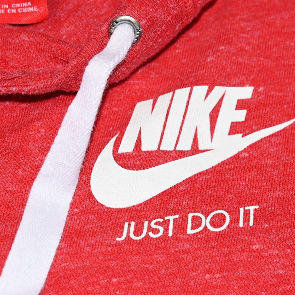 Nike Just Do It Red Pullover Hoodie Logo Women's Size S Knit Long Sleeve